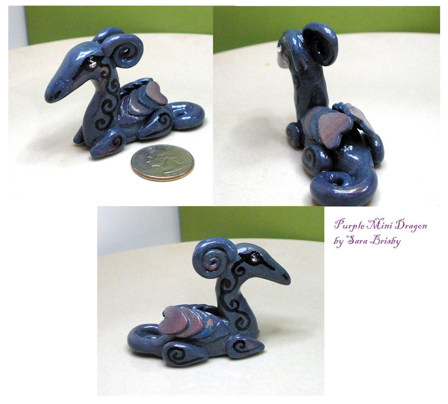 Mini Purple Dragon - polymer clay