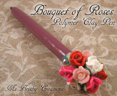 Bouquet of Roses Polymer Clay Pen