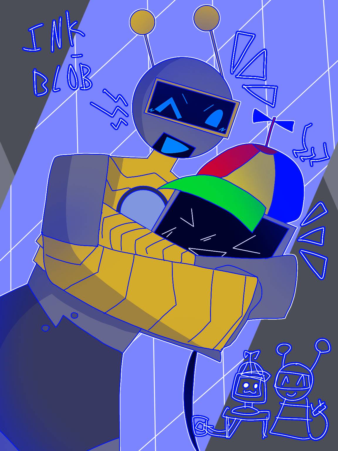 Funbot and Mr fun computer hugging by Inkbl0b173 on DeviantArt