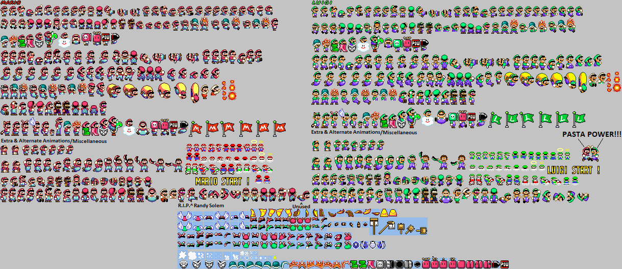 Mario and Luigi sprite sheet by Reddythedino on DeviantArt