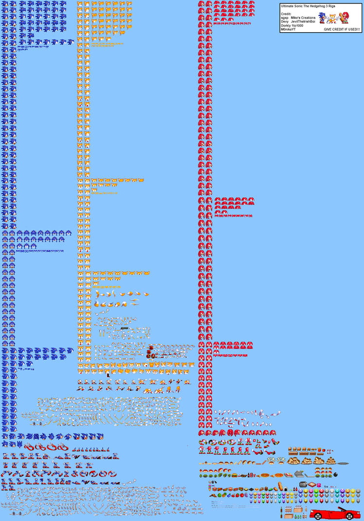 Sonic 3 Rig Sprites The Ultimate Sonic 3 Rigs by Reddythedino on DeviantArt