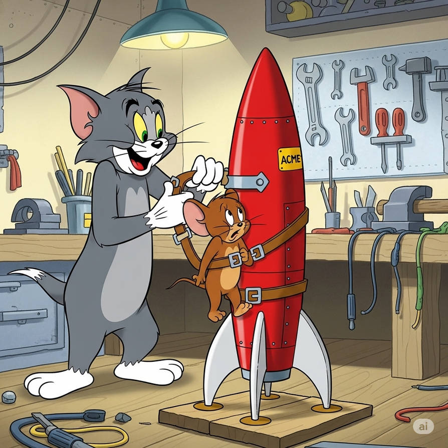 Tom Model Rocker Tom strapping Jerry to a rocket by jhardy87 on DeviantArt