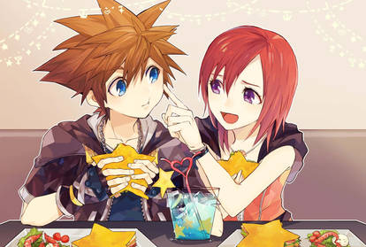 Kairi and Sora going on a date eating paopu fruit