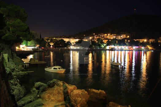 Bay at night in Dubrovnik (Croatia)