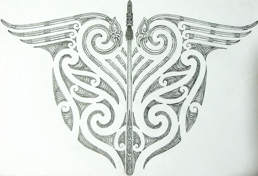 maori tribal and taiaha back tattoo design by savagewerx on DeviantArt