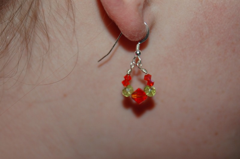 Peridot and Orange Swarovski Crystal Earrings