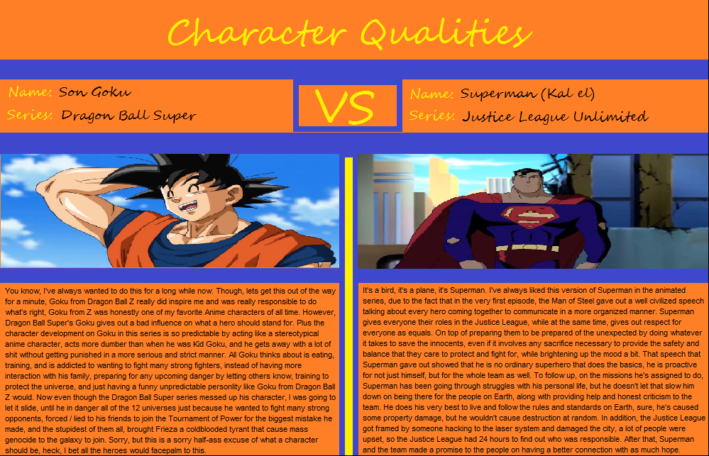 Character Qualities: Son Goku vs Superman