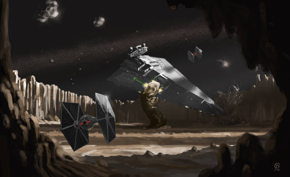 The Exogorth attacks a Star Destroyer