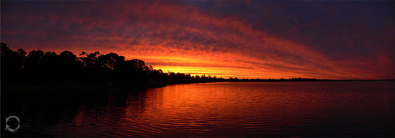 Lake sunset panorama