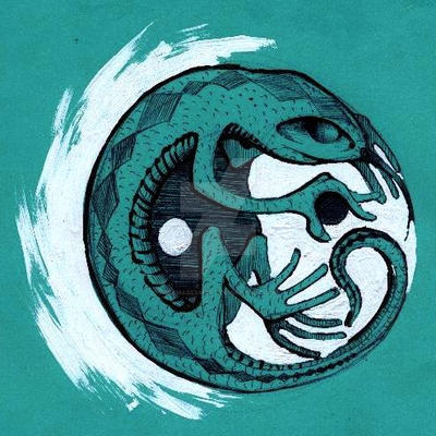 Lizard and Ying-yang Tattoo Design