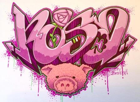 Pink Piglet Graffiti - Promarker drawing