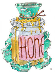 Honey and plenty of money - Watercolour drawing