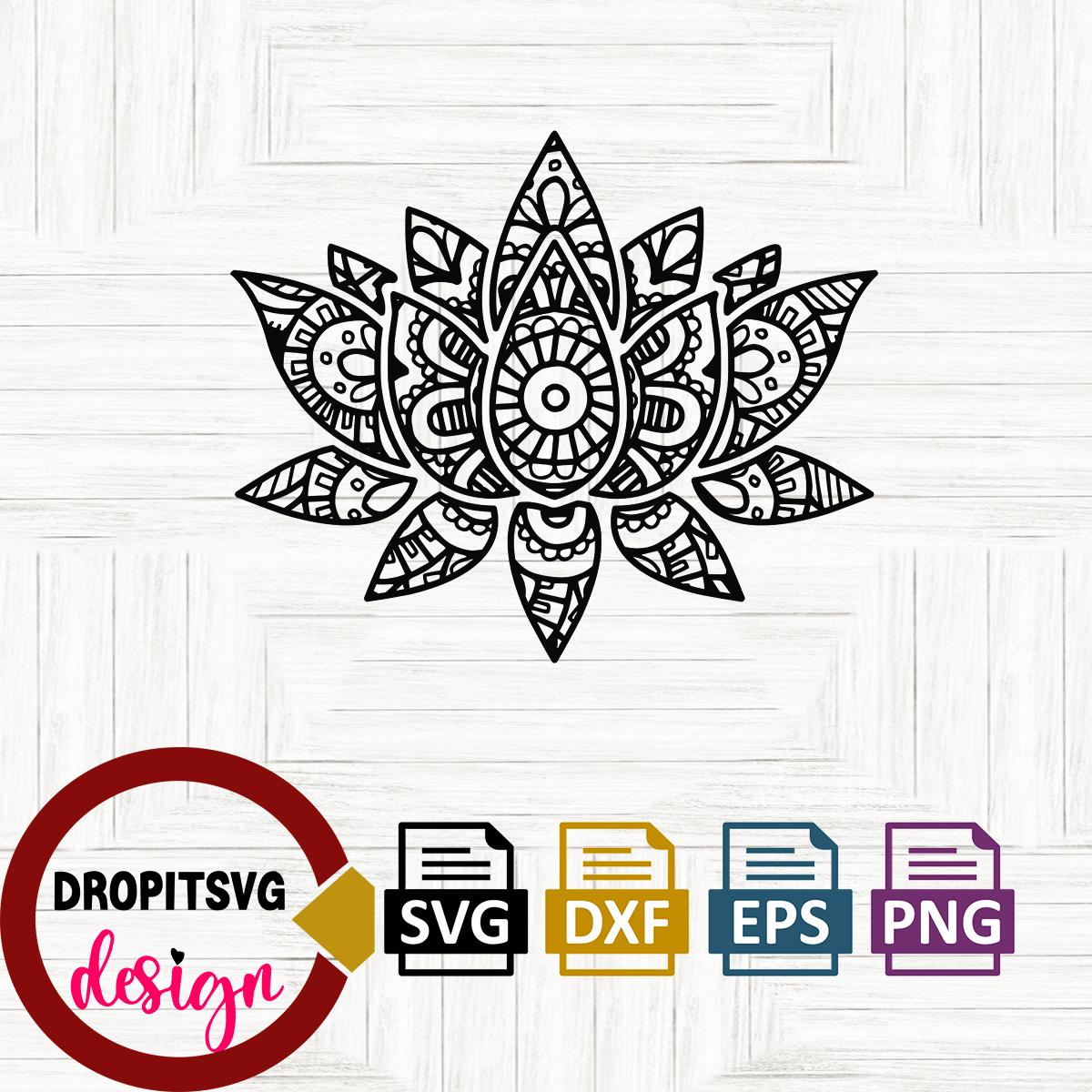Mandala Style Lotus Flower Svg Bundle Format, PNG by dropitsvg on