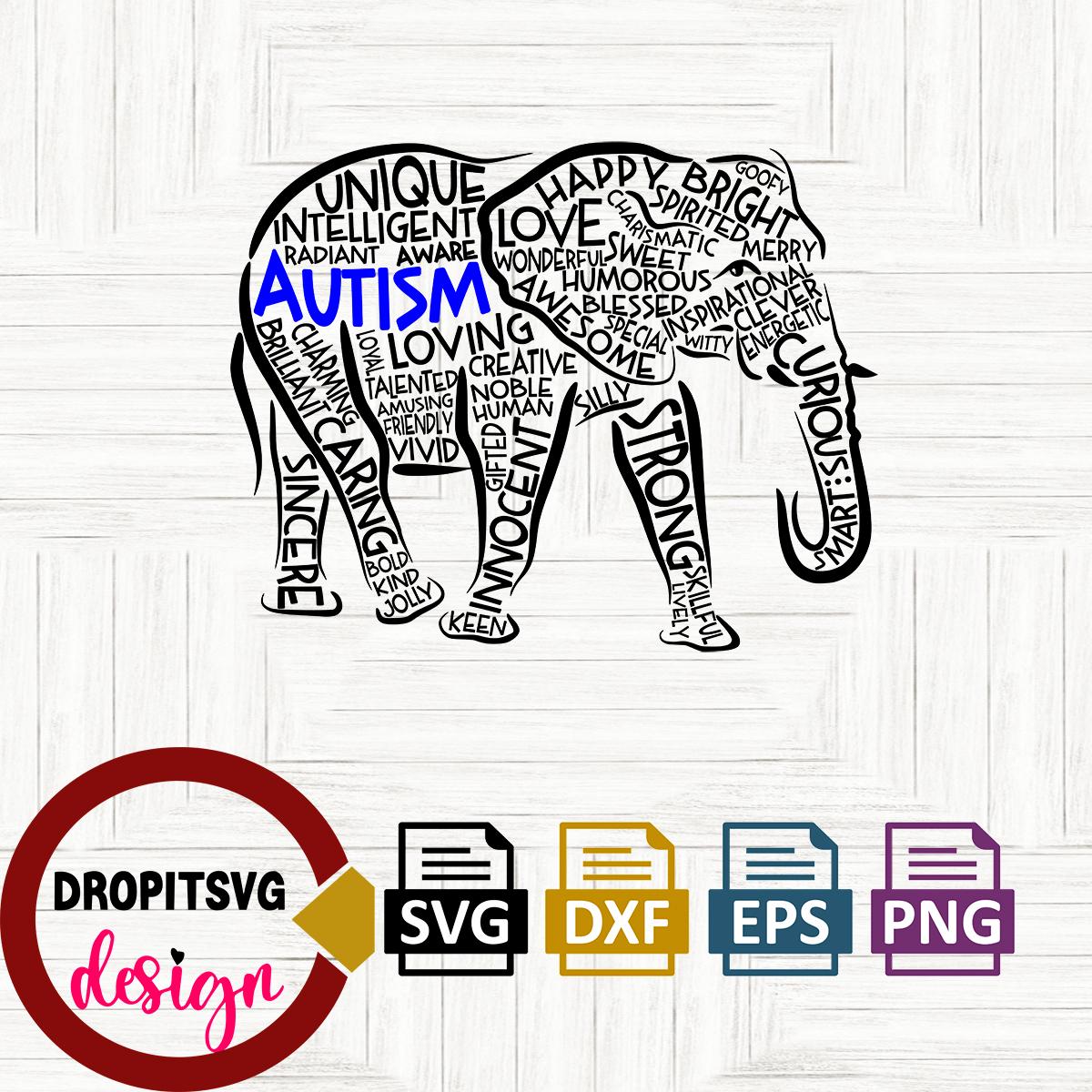Autism Elephant Digital File Download PNG