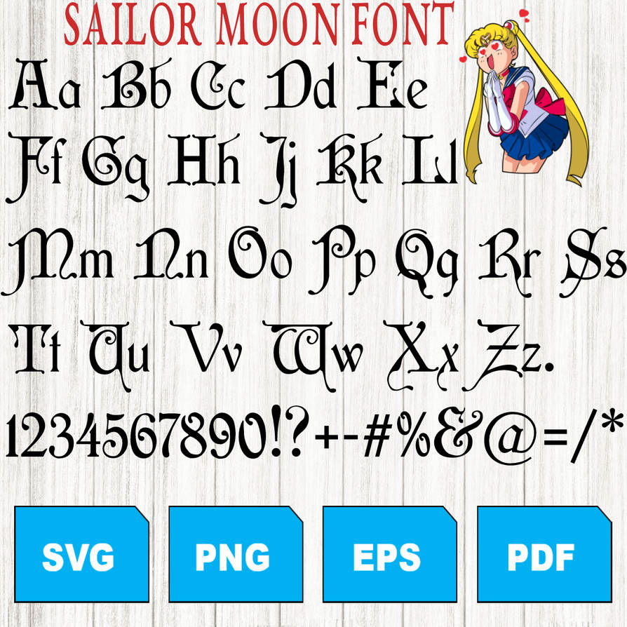 Sailor Moon Font, Sailor Moon Alphabet SVG BUNDLE by dropitsvg on