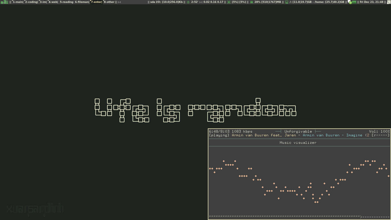 mpd + ncmpcpp + Visualizer in Awesome WM on Gentoo by xuansamdinh on ...