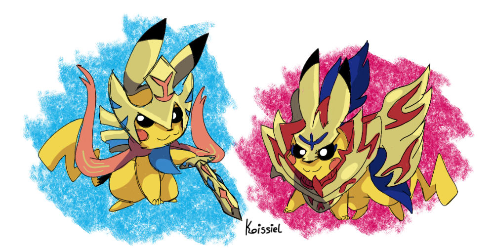 Zacian and Zamazenta  Pokemon, Pikachu art, Pokemon art