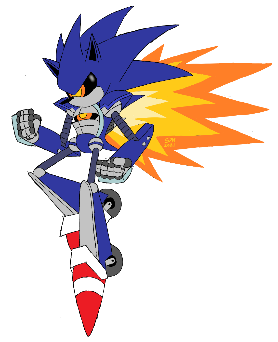 Pixilart - Mecha Sonic (FNF) by SpongeDrew