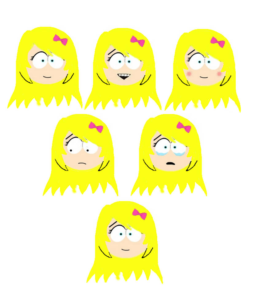 Liza expressions (South Park reference sheet style