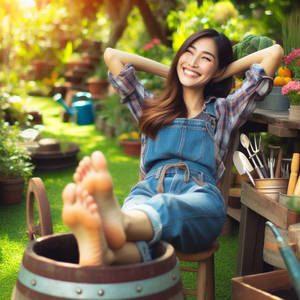 Gardening barefoot 1