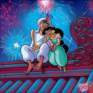 Aladdin and Jasmine Watching Fireworks 