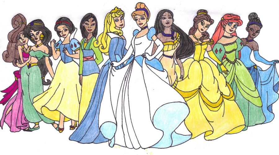 Disney Princesses Colored by DJFireHawk on DeviantArt
