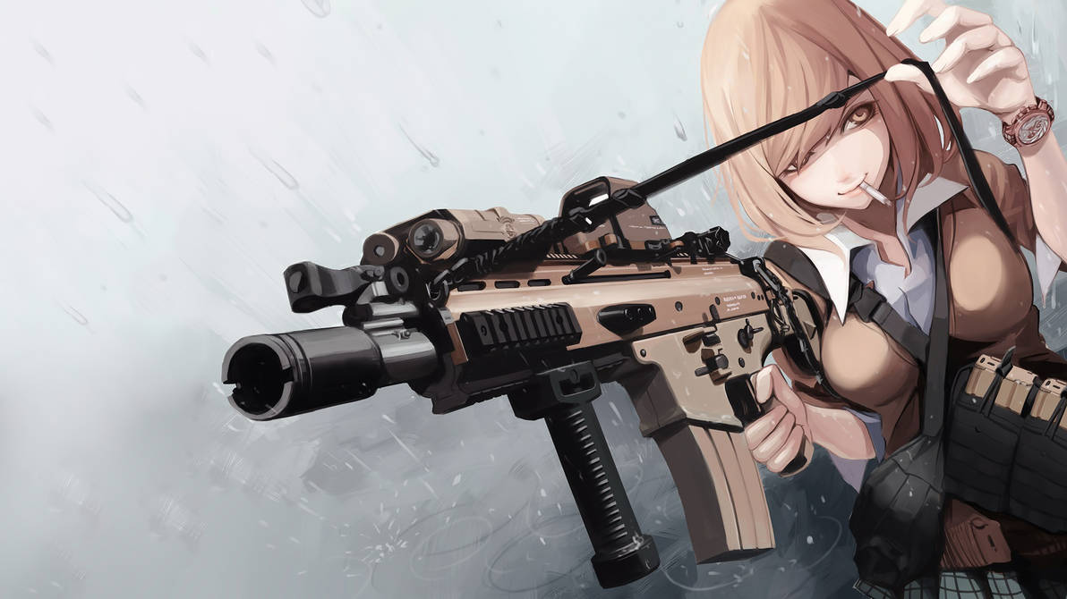 Anime, Girl, Rifle, Art by PavelXXXL on DeviantArt