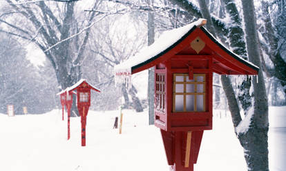 Fushimi Inari Lanterns Under the Snow