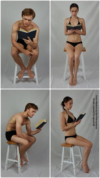 Male and Female Sitting and Reading Poses
