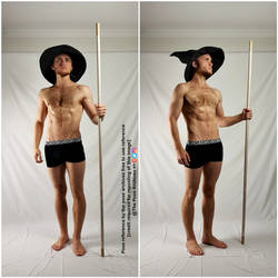 Male Wizard Standing with Staff Pose