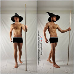 Male Wizard Walking with Staff Pose