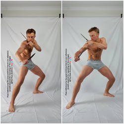 Male Fighting with Dual Daggers Pose