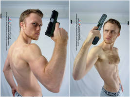 Male Unhinged Holding Pistol Pose 2