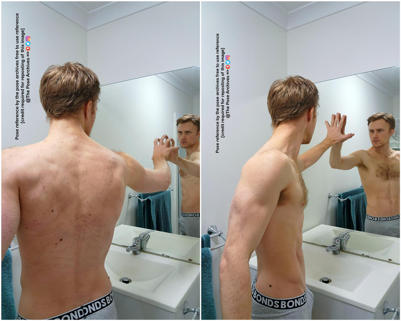 Male Reaching out for Reflection Pose