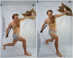 Male Fighting with Sword and Shield Pose 1