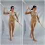 Female Warrior Holding Staff Low Angle Pose 2