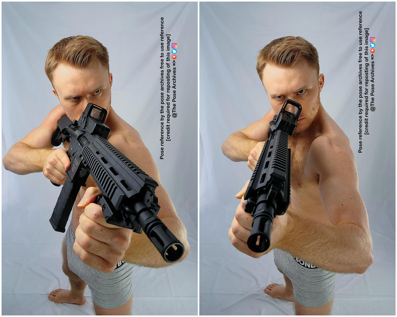 Male Holding Assault Rifle High Angle Pose by theposearchives on DeviantArt