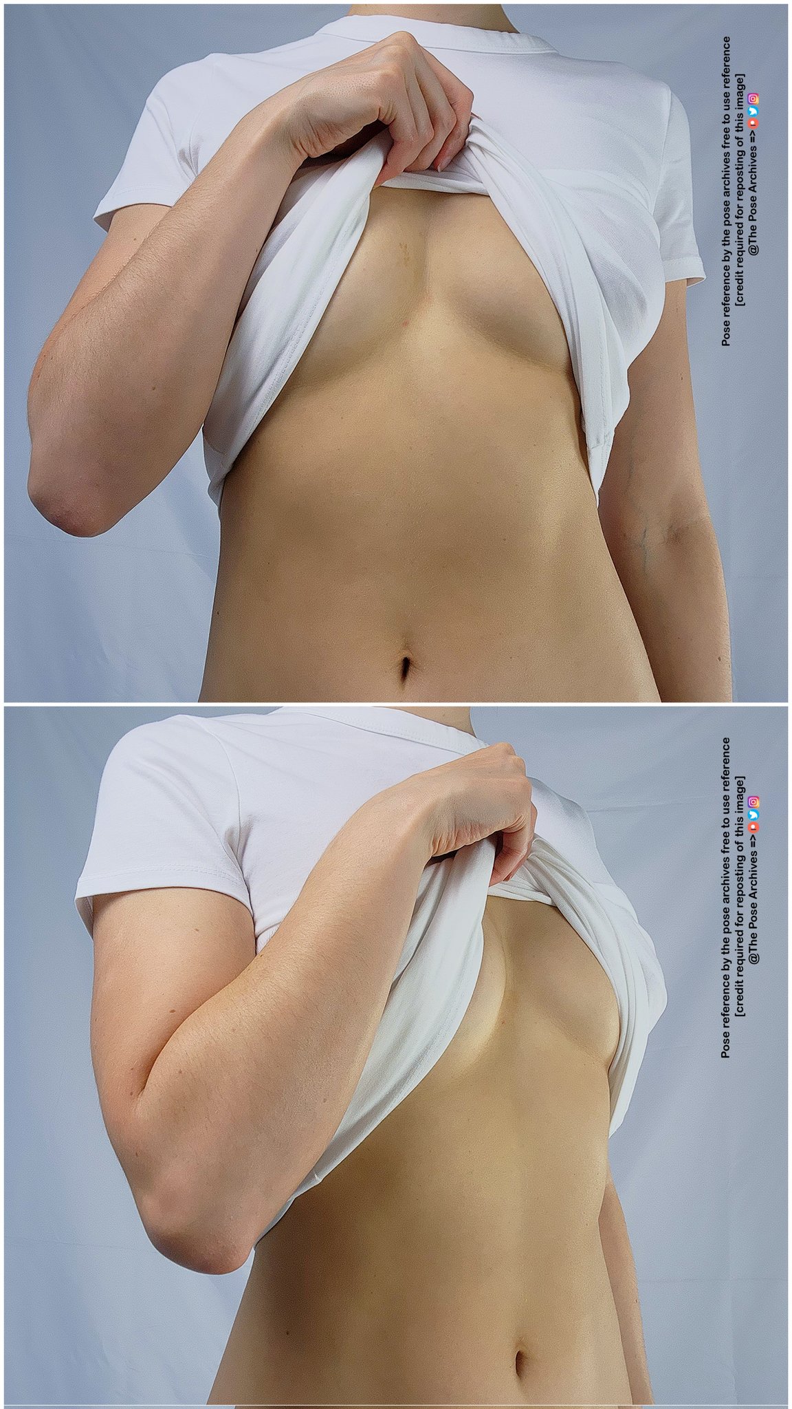 Female Lifting T-shirt Up Breast Reference by theposearchives on DeviantArt