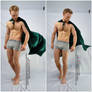 Male Superhero with Flowing Cape Standing Pose