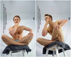 Male Sitting and Thinking Pose Low Angle