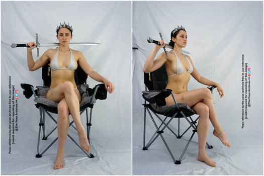Female Sitting on Throne with Sword Pose 2