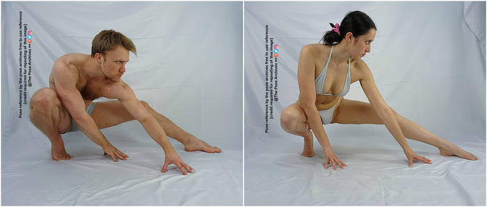 Male and Female Crouching Pose 3