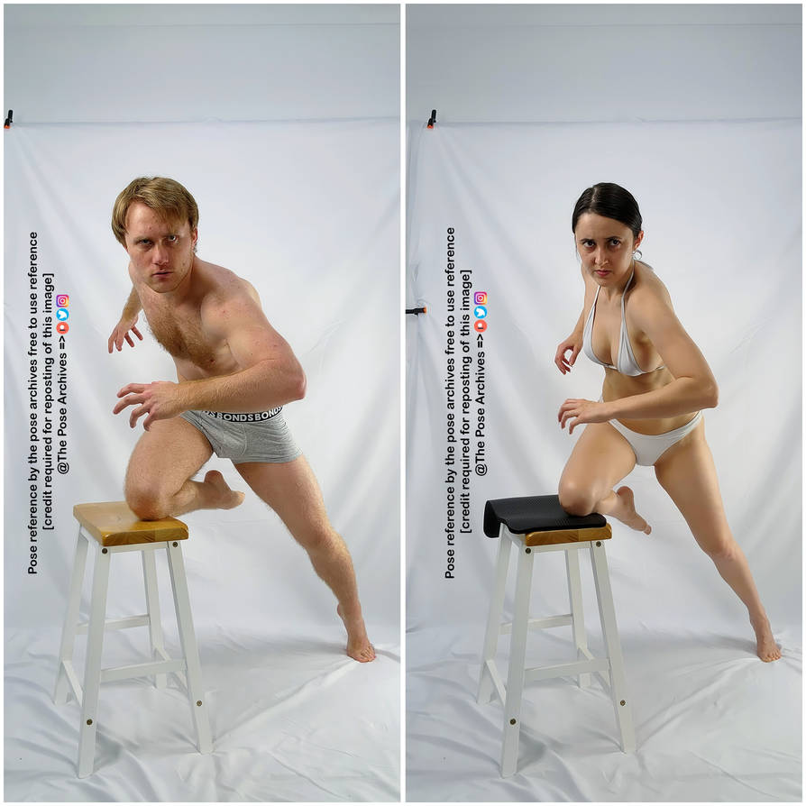 Male and Female Dynamic Running Pose