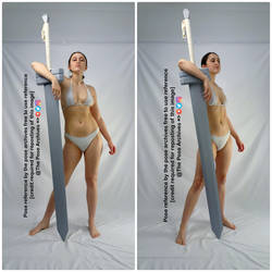 Female Leaning on Greatsword Standing Pose