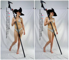 Female Witch Standing with Staff Pose