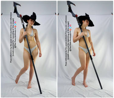Female Witch Standing with Staff Pose
