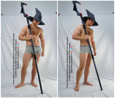 Male Wizard Standing with Staff Pose
