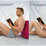 Male and Female Sitting and Reading Pose 1