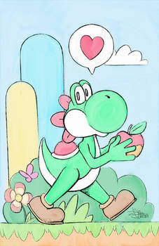 Yoshi with apple