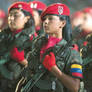 Venezuelan Female Soldiers With Red Berets And Glo